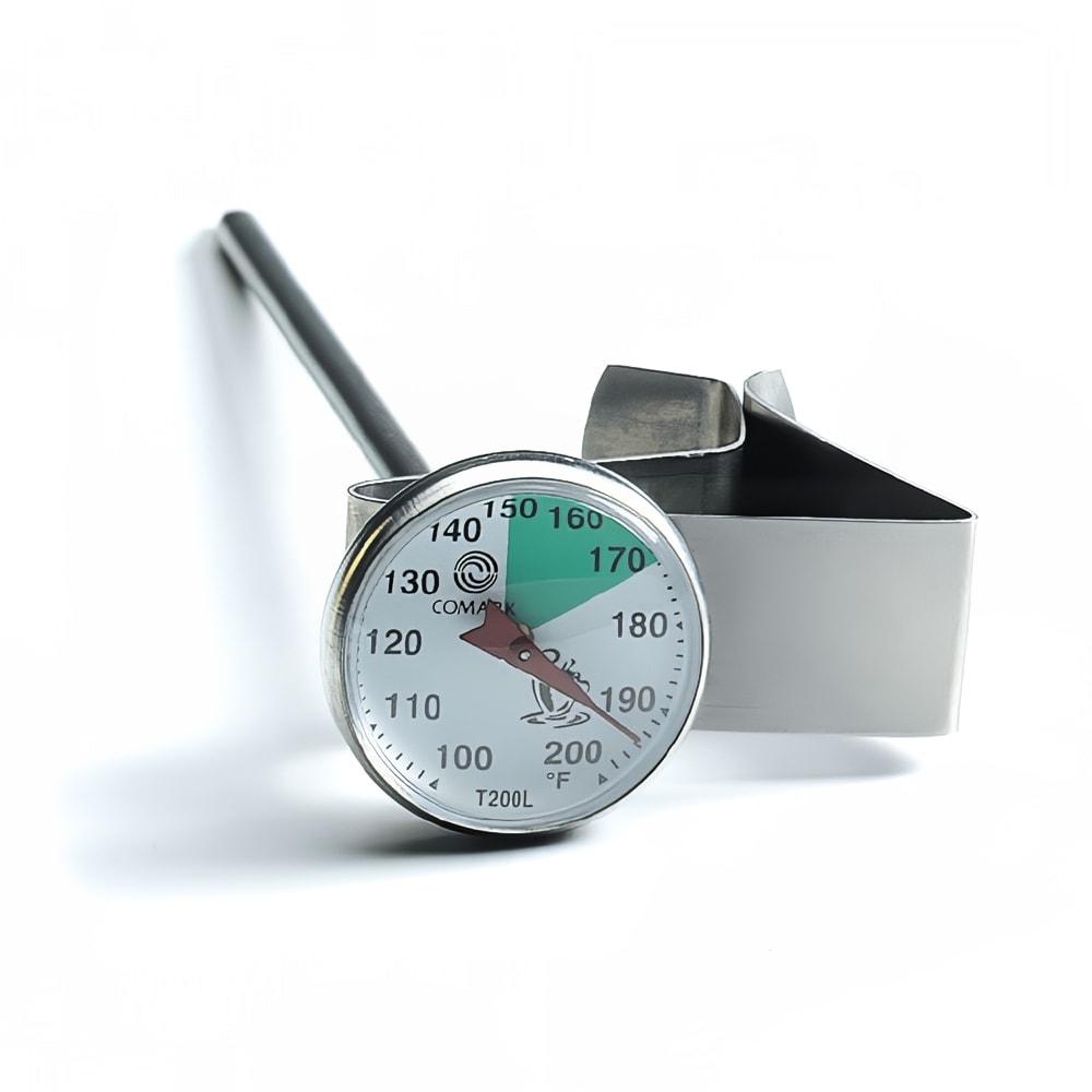 113-T200L 1" Dial Coffee Espresso Pocket Thermometer w/ 5" Stem, 100 to 200 Degrees F