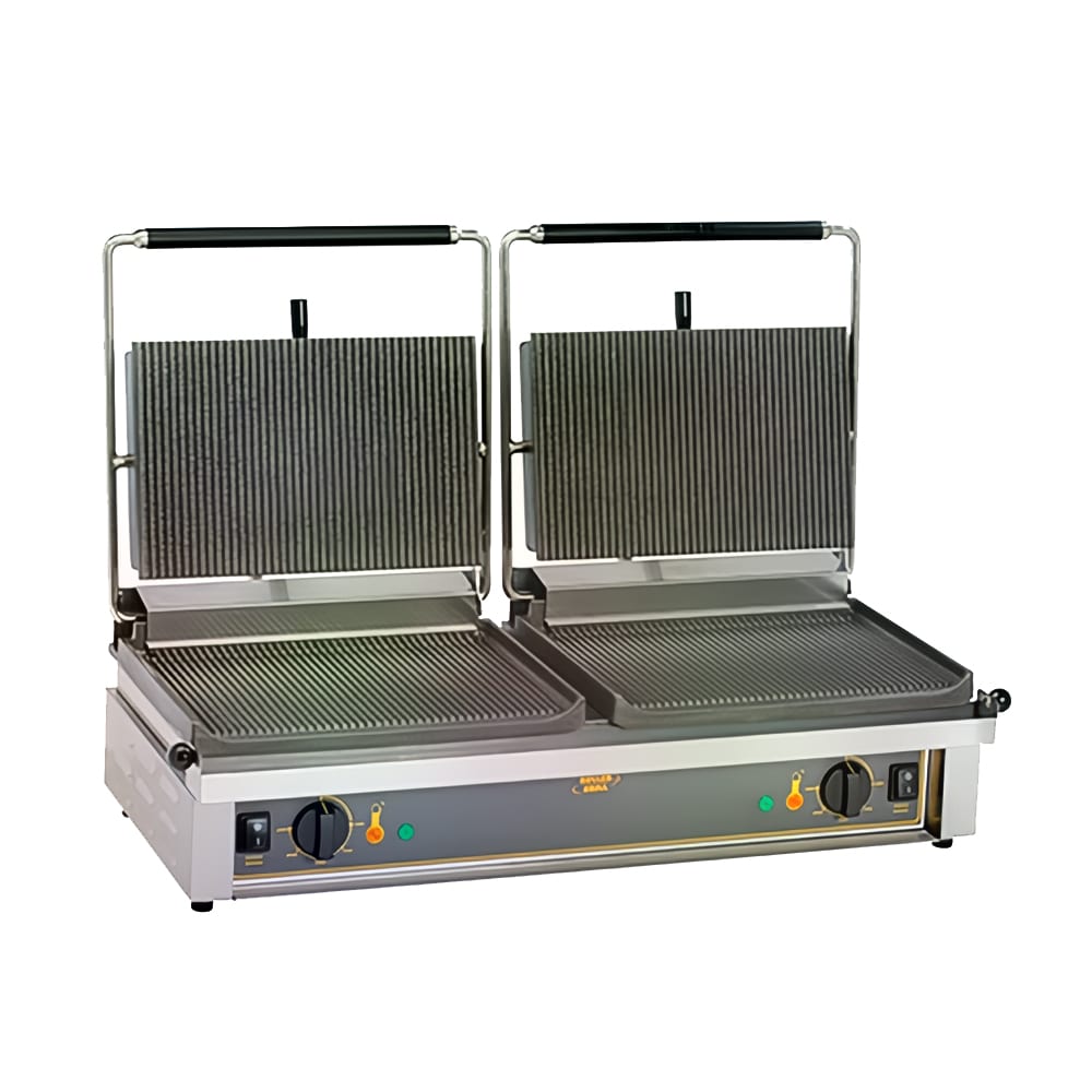 Equipex DIABLO Double Commercial Panini Press w/ Cast Iron Grooved & Smooth Plates, 208-240v/1ph