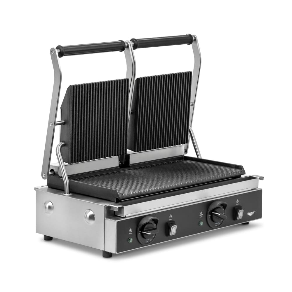 175-PSG4DG208240C Double Commercial Panini Press w/ Cast Iron Grooved Plates, 208v