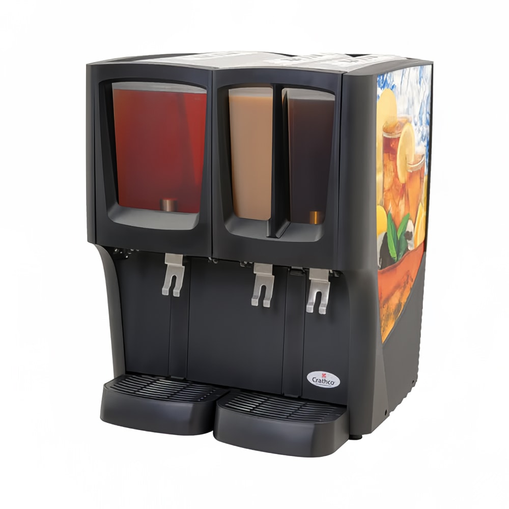 Crathco C-3D-16 Refrigerated Drink Dispenser w/ (1) 5gal & (2) 2 2/5gal Bowls, Pre Mix, Iced Tea Graphic, 120v