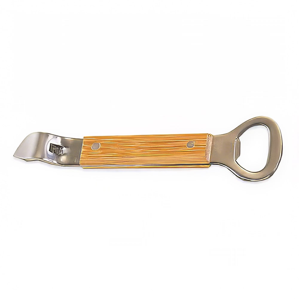 166-BBC39 4 1/2" Bottle Opener/Can Punch, Stainless w/ Hardwood Handle