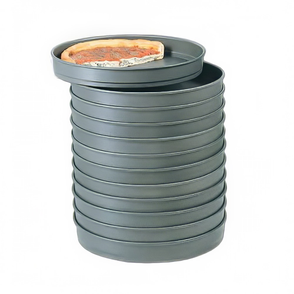 166-HC5014 14" Self Stacking Pizza Pan, 2" Deep, Hardcoat, Aluminum
