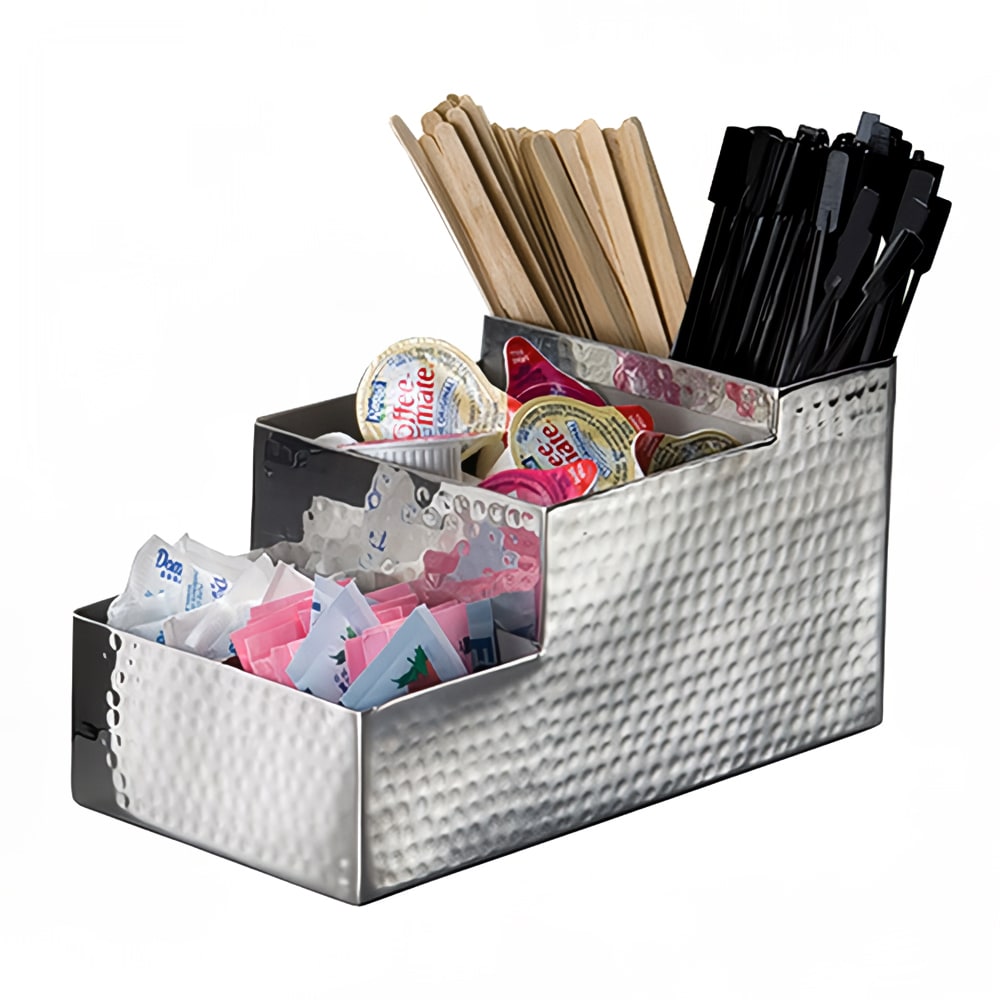 166-HMBAR9 4 Compartment Bar Organizer, Hammered, Stainless