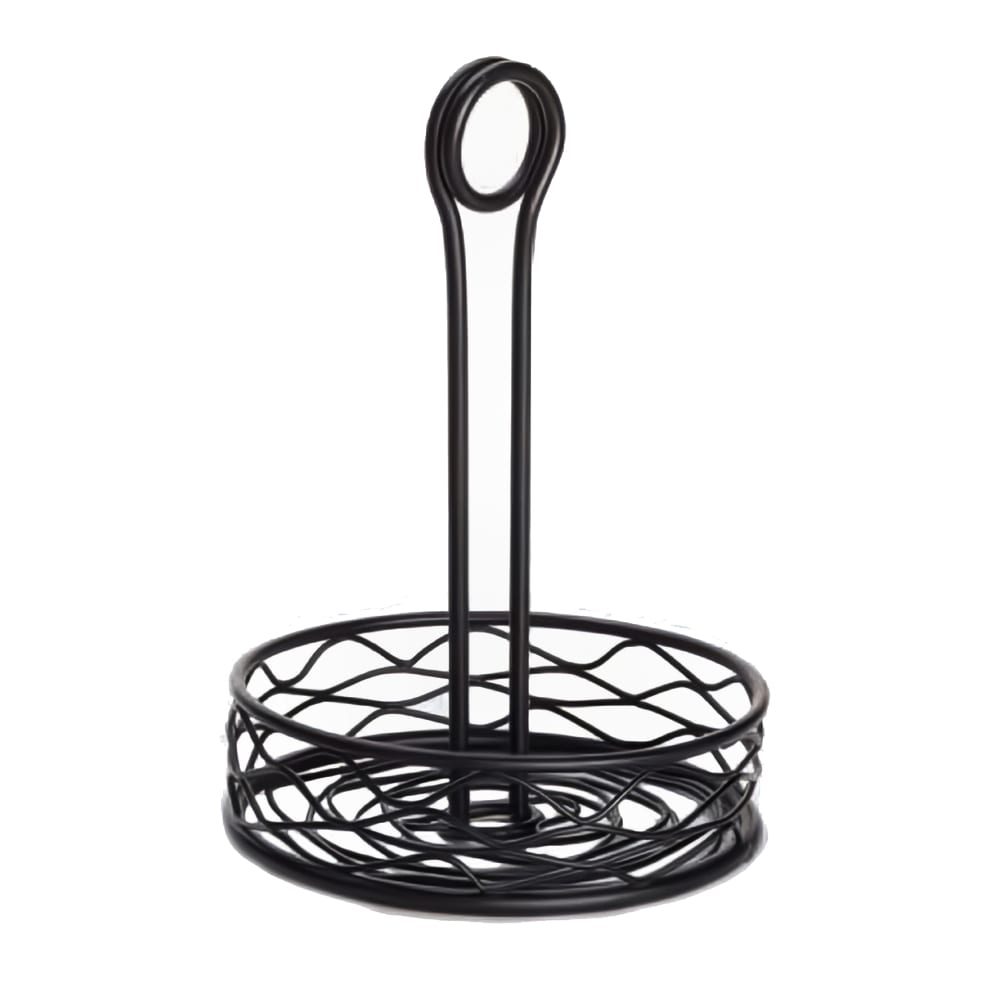 166-RBNB16 Round Condiment Caddy - Wire, Black