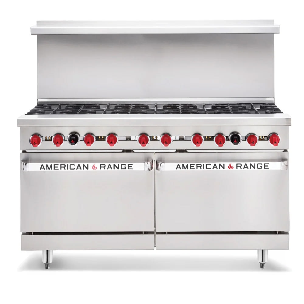 386-AR10126LSBRNG 60" 10 Burner Gas Range w/ Standard Oven & Storage Base, Natural Gas