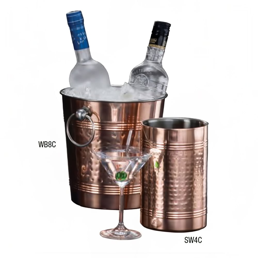 166-SW4C 7 1/4" Wine Cooler - Copper Plated Stainless Steel, Hammered Finish