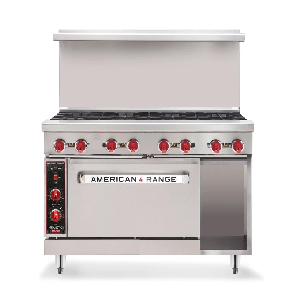 386-AR8CLSBRLP 48" 8 Burner Gas Range w/ Convection Oven & Storage Base, Liquid Propane