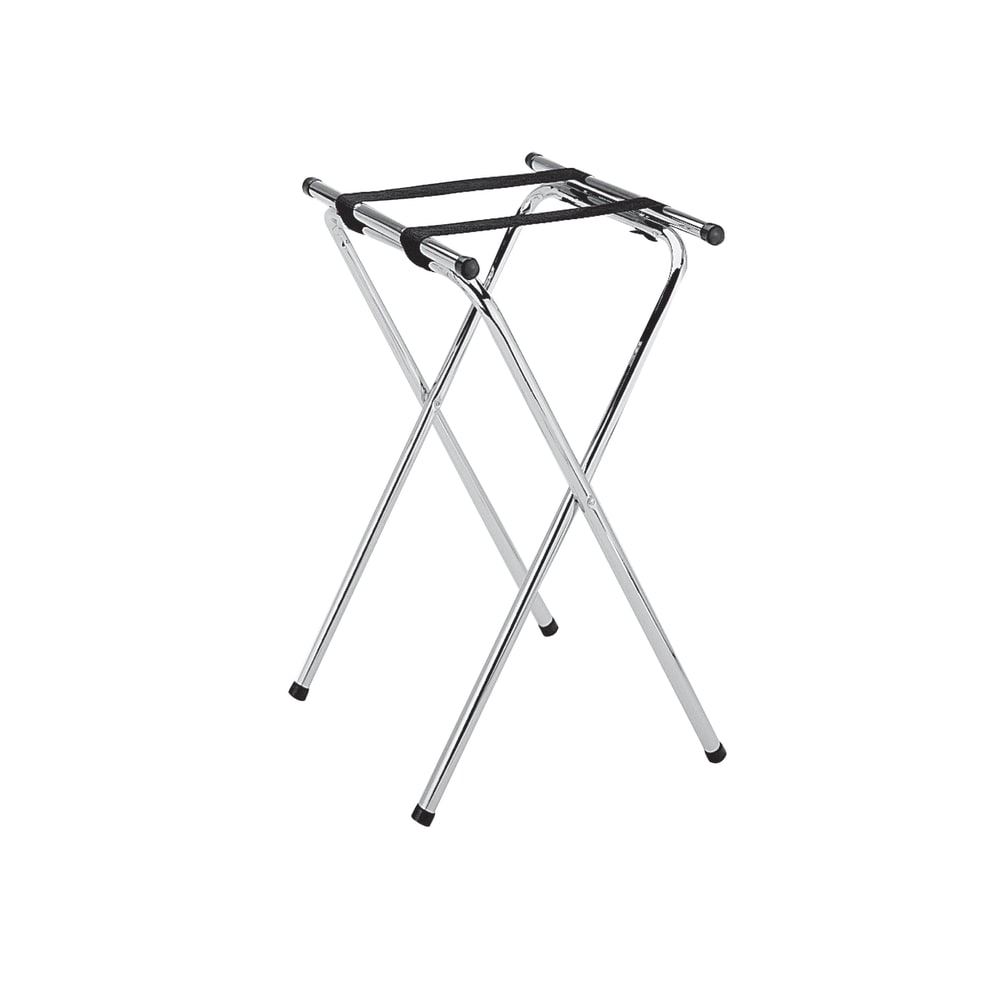 438-SLTS002 Folding Tray Stand - (2) Black Nylon Straps, Chrome Plated