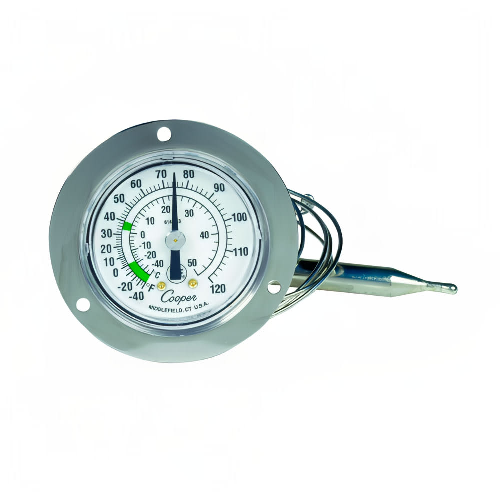 255-6142133 Dual Scale Dial Thermometer w/ 2" Front Flange, -40 To 120-Degrees F