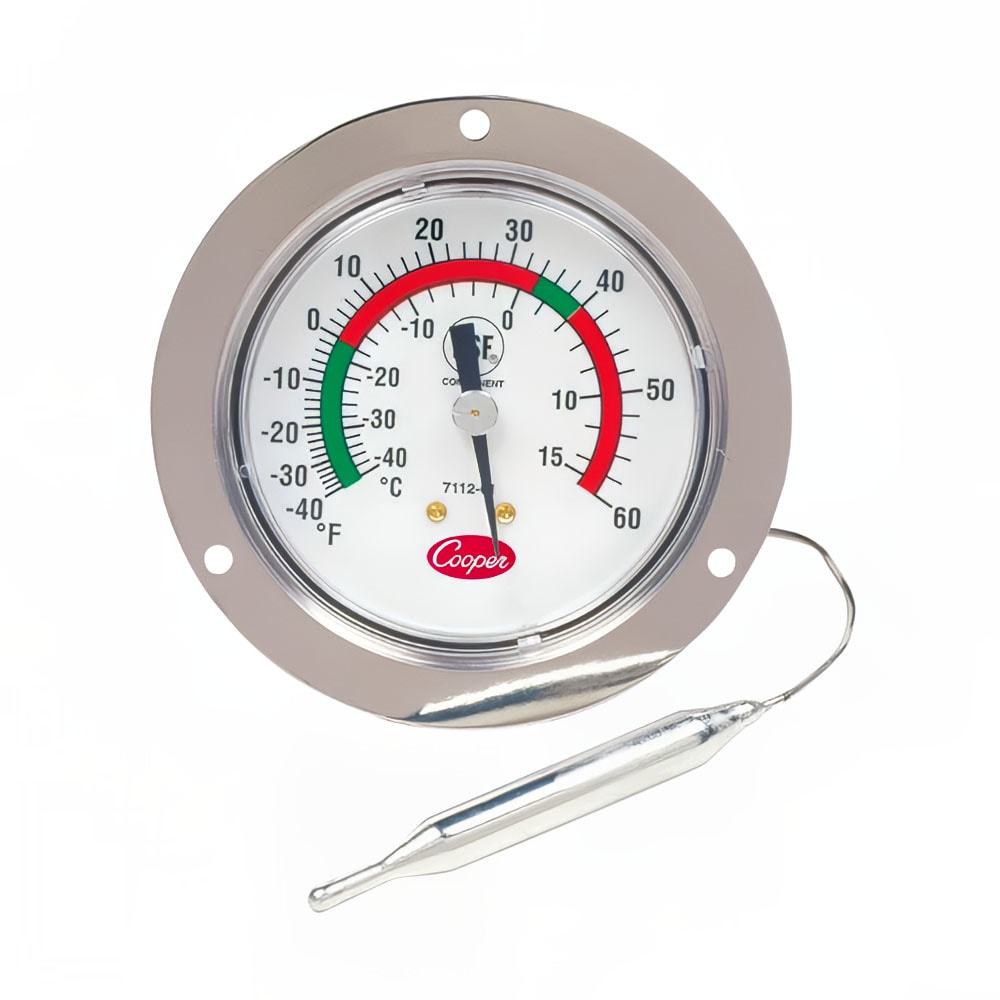 255-7112013 2 1/2" Panel Type Thermometer w/ Front Flange,  40 To 60 Degrees F, NSF