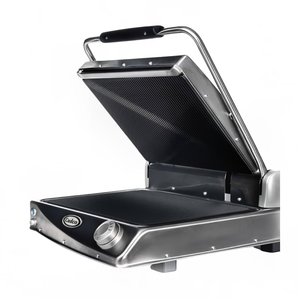 516-CPGBBQ Single Commercial Panini Press w/ Glass Ceramic Grooved Plates, 208-240v