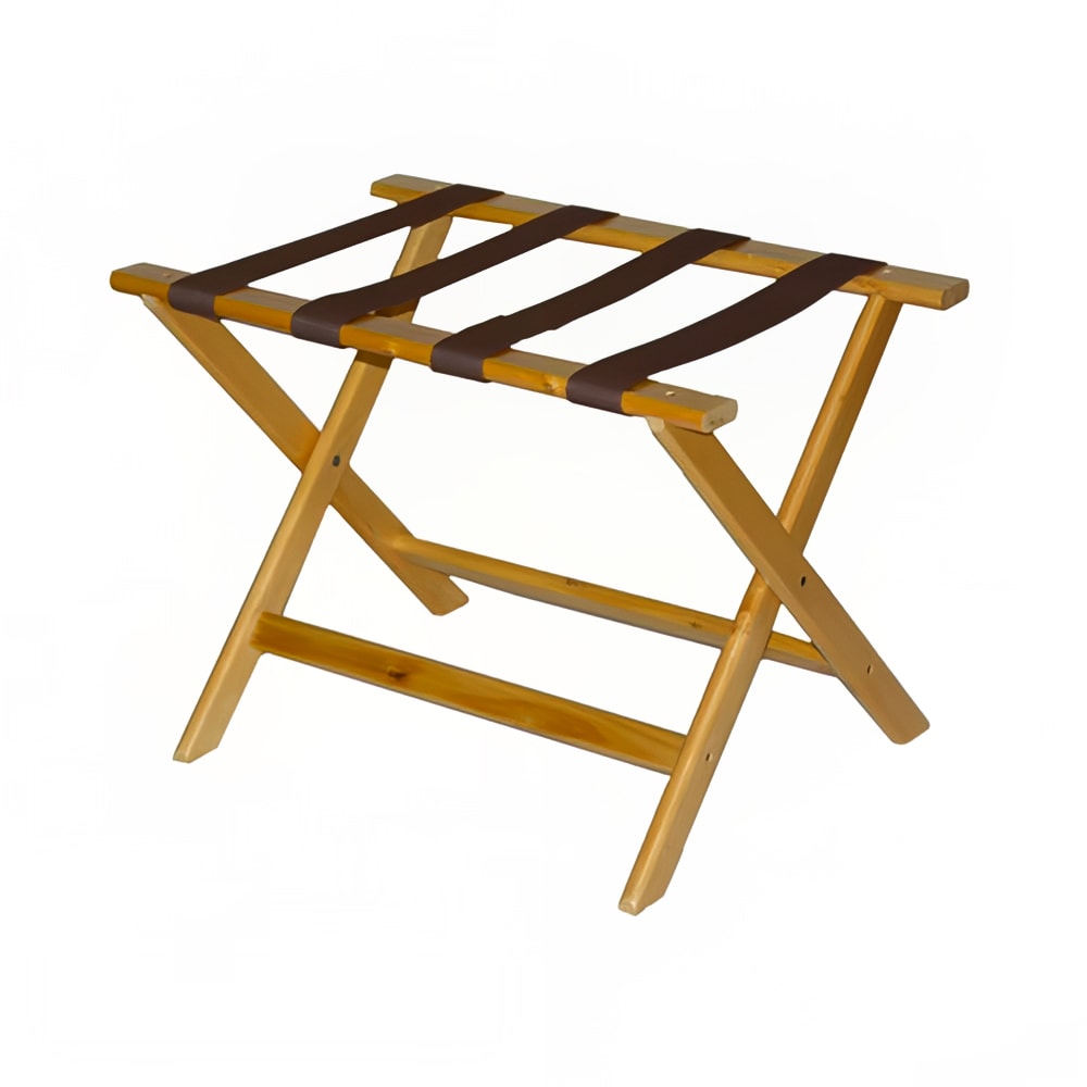 202-177LT1 Wood Luggage Rack w/ 2 1/4" Brown Poly Straps - 26"W x 17"D x 18 1/2&qu...
