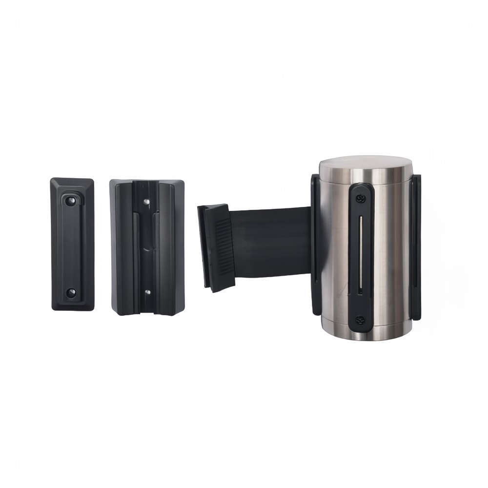 202-5515SSBLK Wall Mount Unit w/ 9 1/2 ft Black Belt, Brushed Stainless