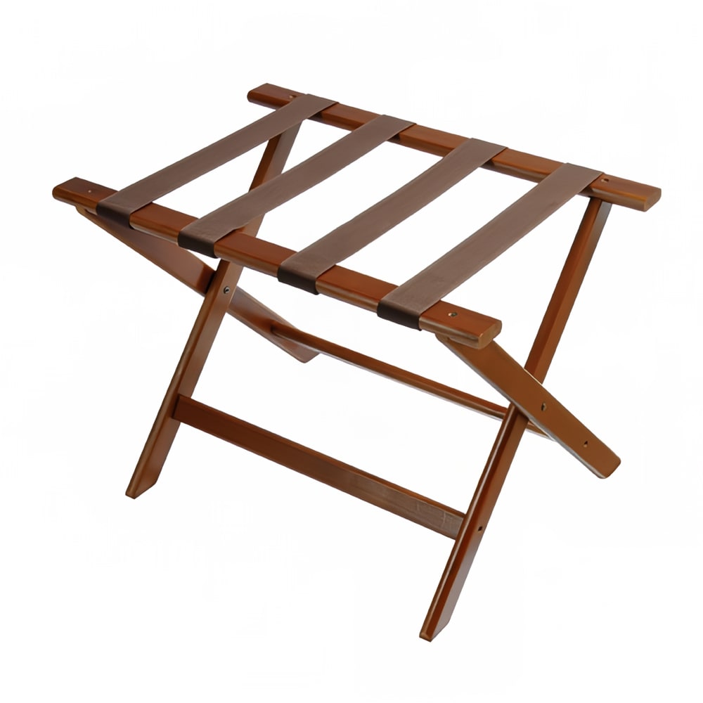 202-177DK1 Wood Luggage Rack w/ 2 1/4" Brown Poly Straps - 26"W x 17"D x 18 1/2&qu...