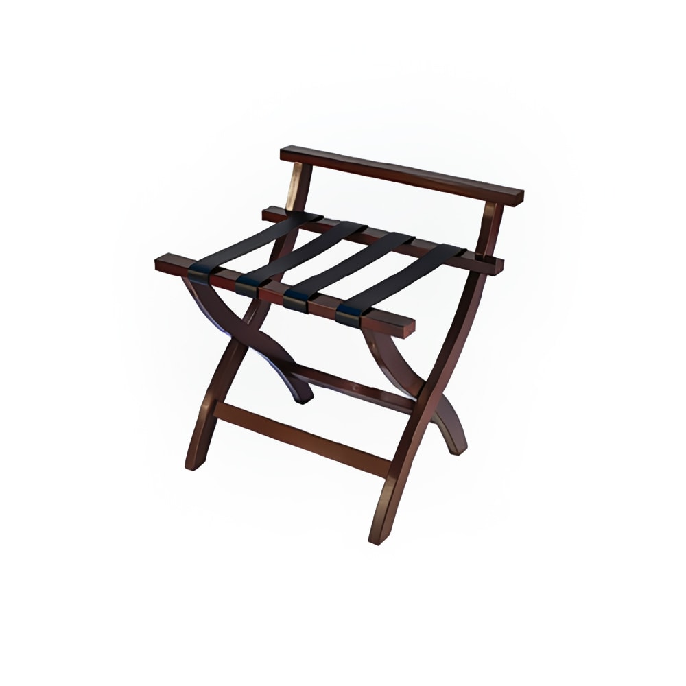 202-79MAHL Wood Luggage Rack w/ 2 1/4" Black Leather Poly Straps - 23"W x 19"D x 2...
