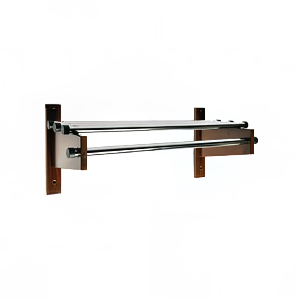 202-TDE48 48" Wall Mount Coat Rack w/ 1" Zinc Plated Rod & Mahogany Hardwood Bracke...