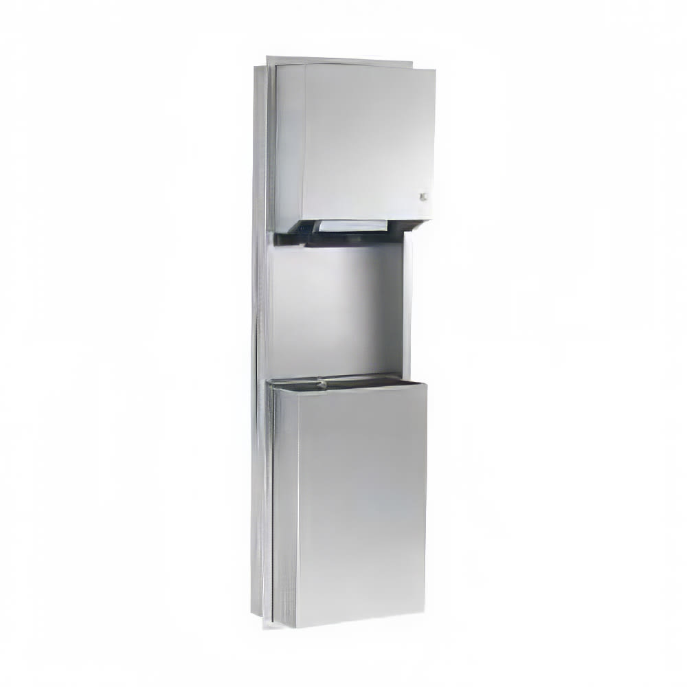 948-TW14RP 12 gallon Semi Recessed Bathroom Trash Can w/ Paper Towel Dispenser, Stainless Steel