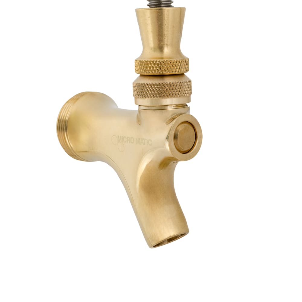 Micro Matic 4933BR Beer Faucet w/ Stainless Steel Lever - Polished Brass
