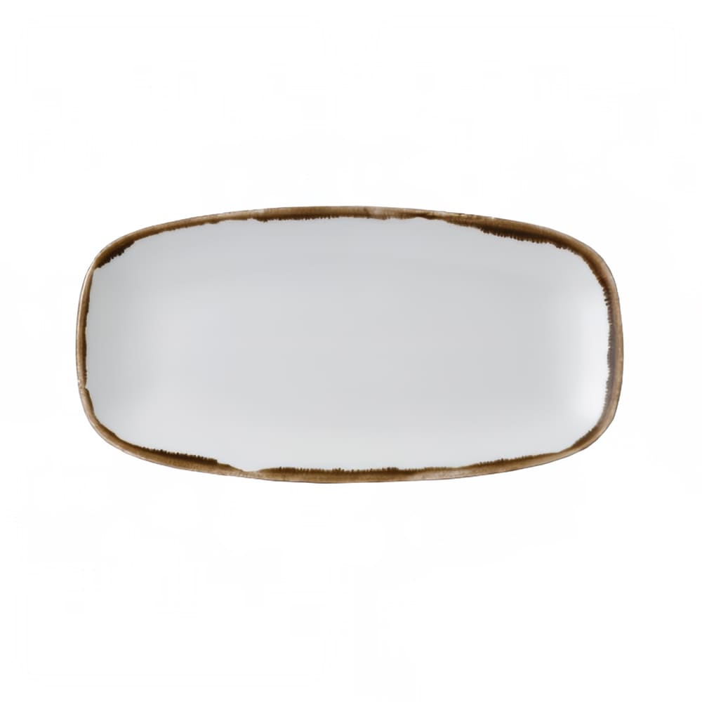 245-HN355 13 7/8" x 7 3/8" Oblong Harvest Chef's Plate - Ceramic, Natural