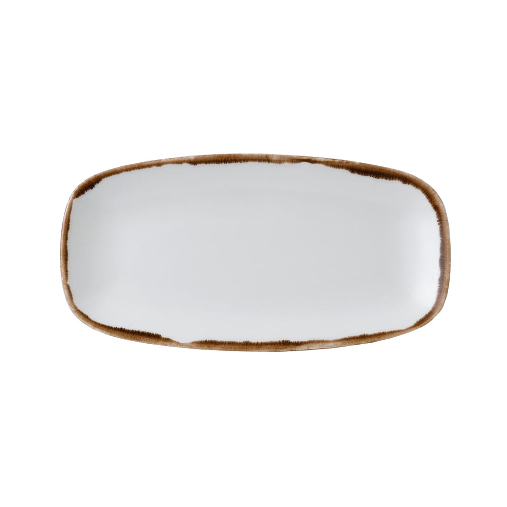 245-HN298 11 3/4" x 6" Oblong Harvest Chef's Plate - Ceramic, Natural