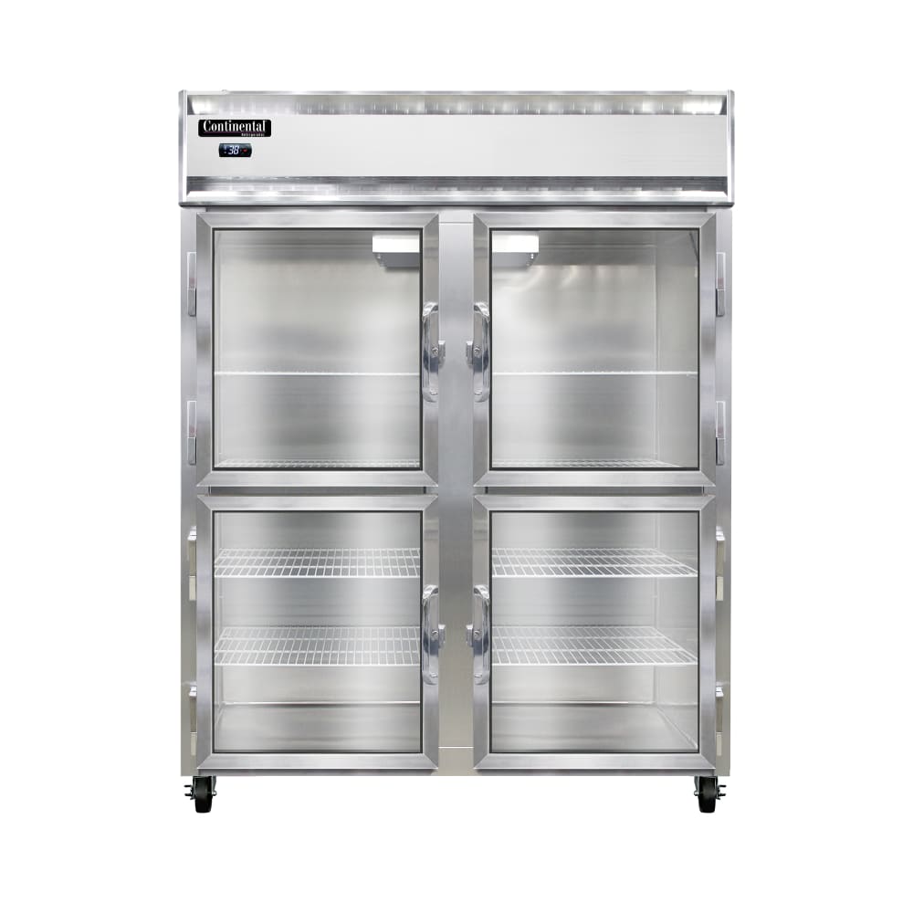 160-2RENGDHD 57" Two Section Reach In Refrigerator, 4 Left/Right Hinge Glass Doors, Top Comp...