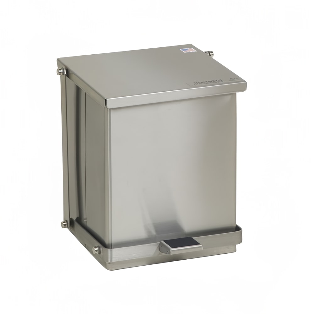 031-C16 4 gal Rectangle Metal Step Trash Can, 13"L x 11 3/4"W x 13"H, Stainless