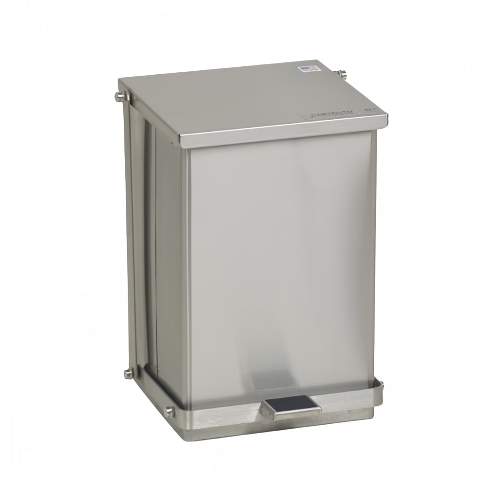031-C24 6 gal Rectangle Metal Step Trash Can, 16"L x 11 3/4"W x 13"H, Stainless