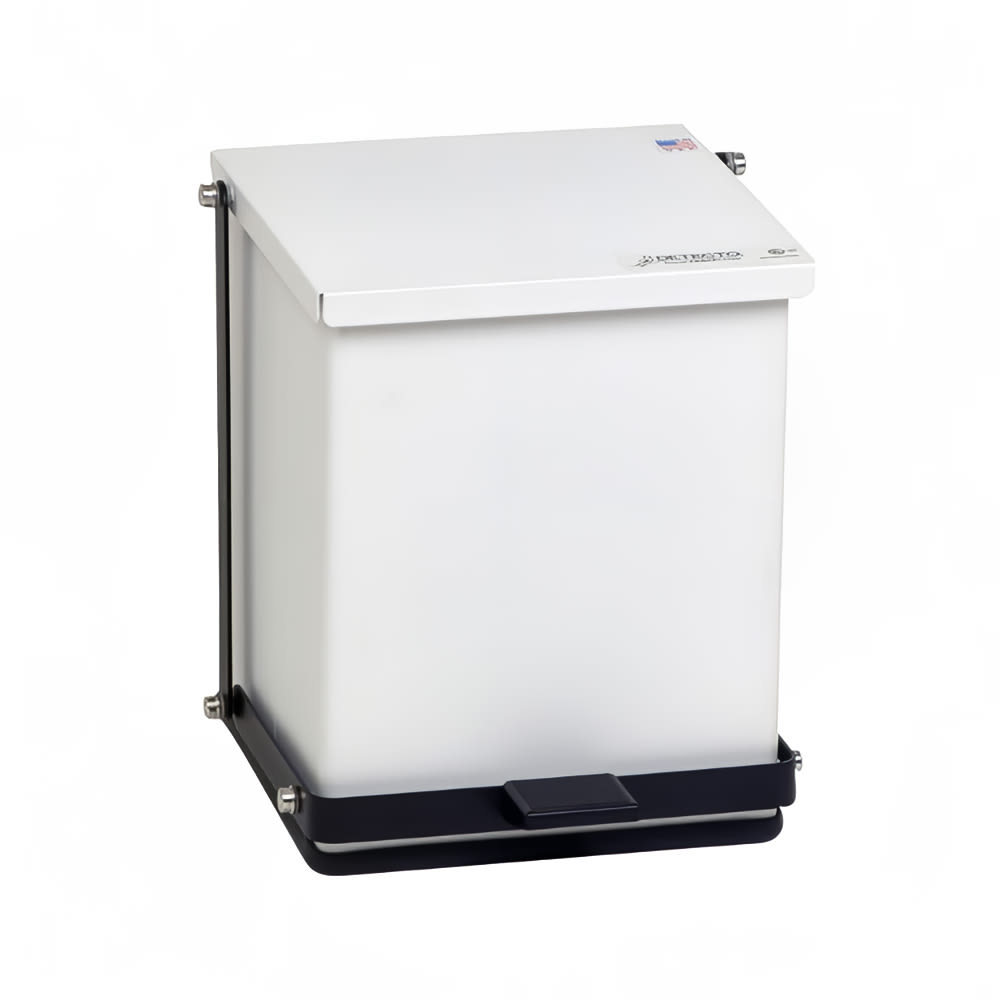 031-P16 4 gal Rectangle Plastic Step Trash Can, 13"L x 11 3/4"W x 13"H, White