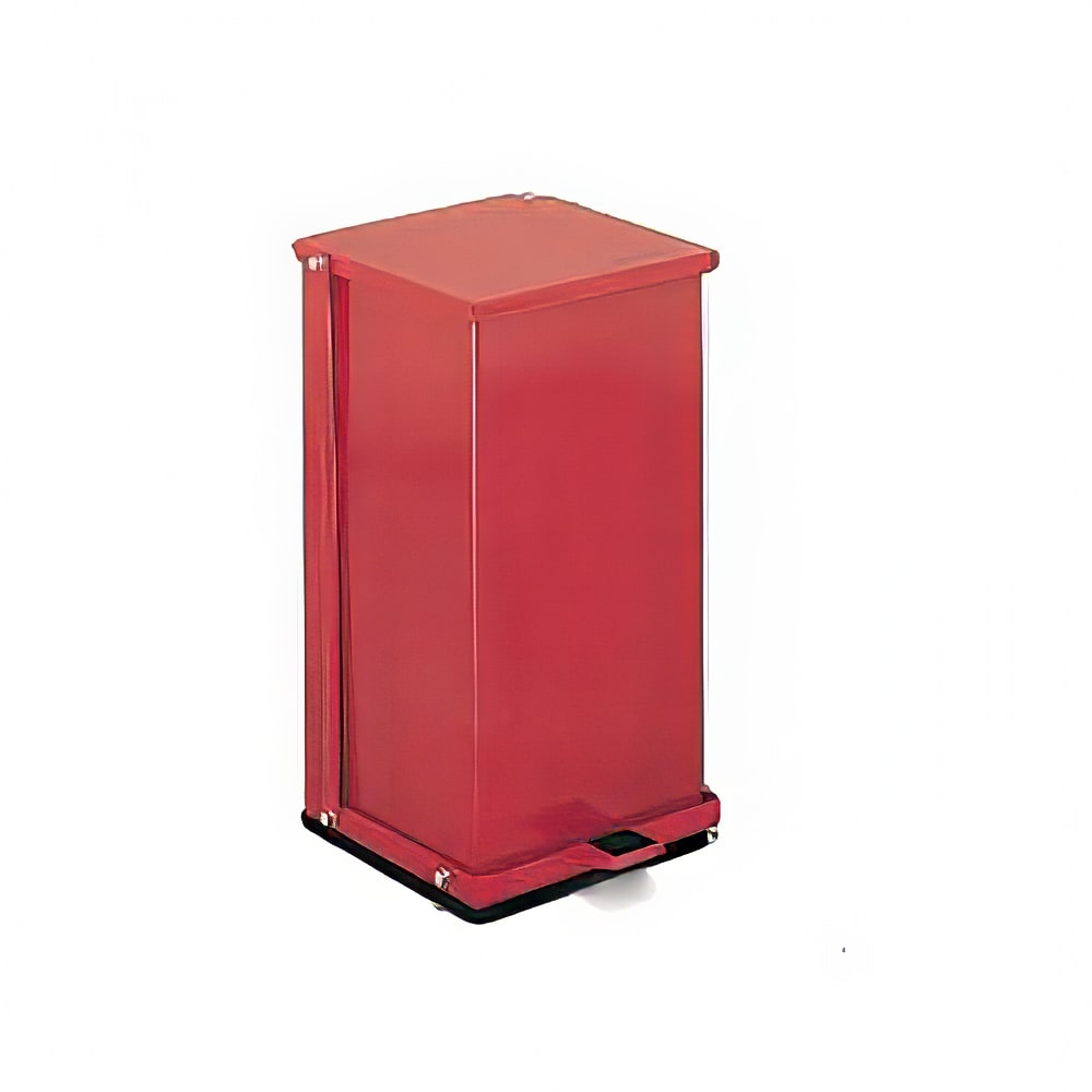 031-P16R 4 gal Rectangle Plastic Step Trash Can, 13"L x 11 3/4"W x 13"H, Red