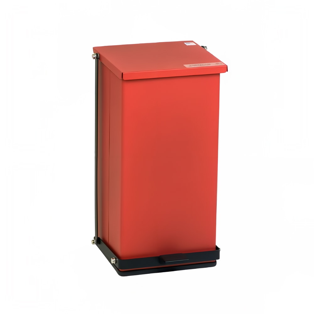 031-P32R 8 gal Rectangle Plastic Step Trash Can, 21"L x 11 3/4"W x 13"H, Red