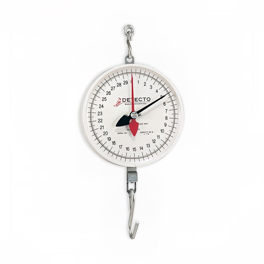 031-MCS20H Plated S-Hook Hanging Scale w/ 8" Dial, 2 Revolution, 20 lb