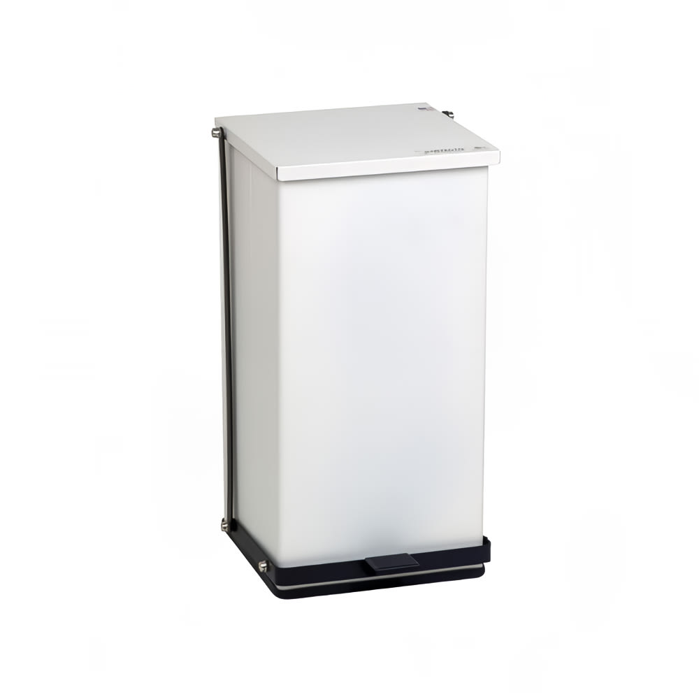 031-P48 12 gal Rectangle Plastic Step Trash Can, 23 1/2"L x 13"W x 14"H, White