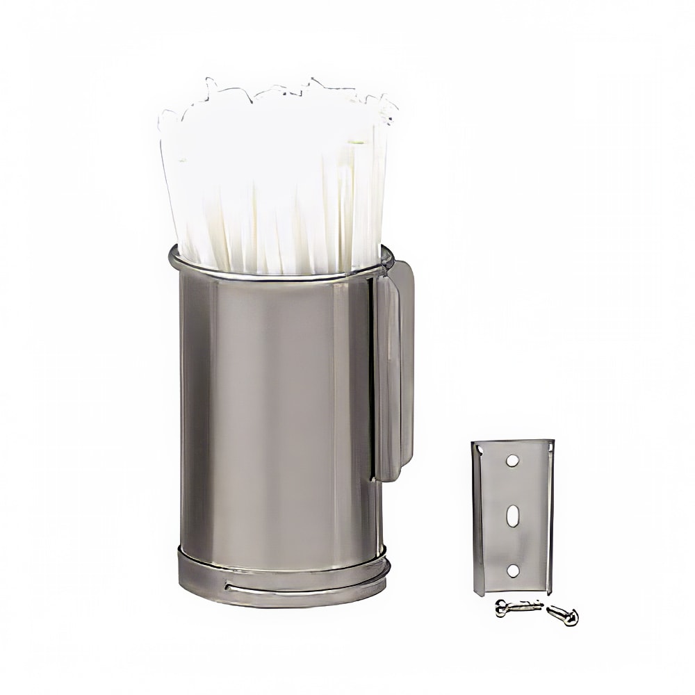 472-TSD1S 1 Compartment Straw Holder - 3 1/2" x 6", Silver