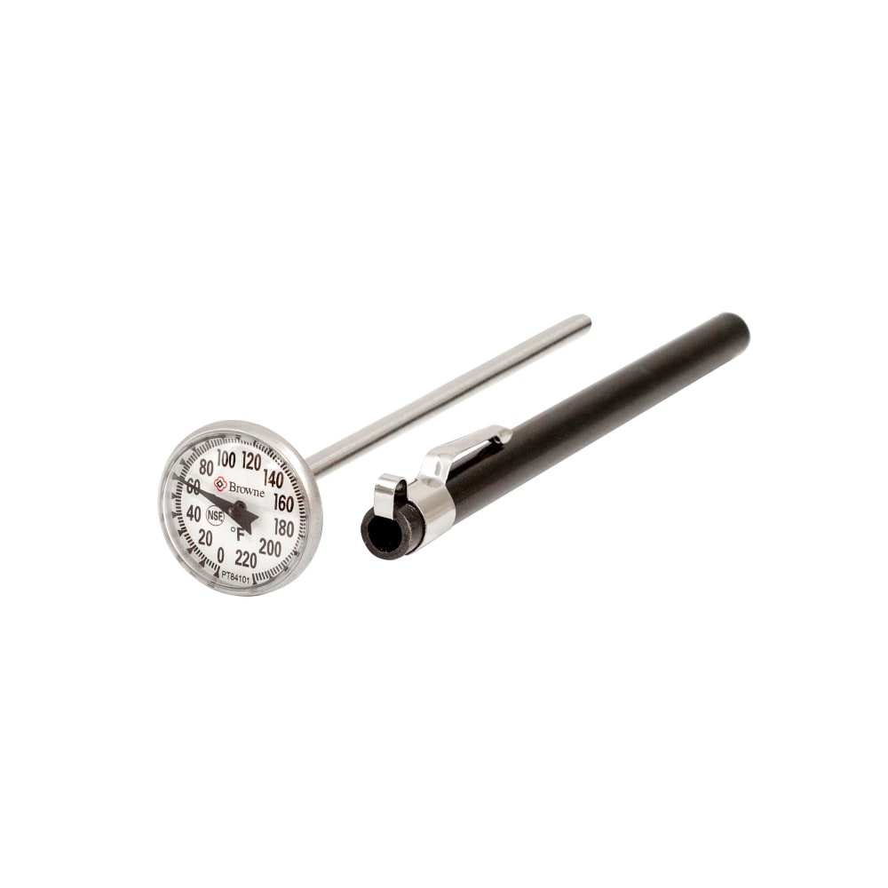 158-PT84101 1" Dial Type Pocket Test Thermometer w/ 5" Stem, 0 to 220 Degrees F