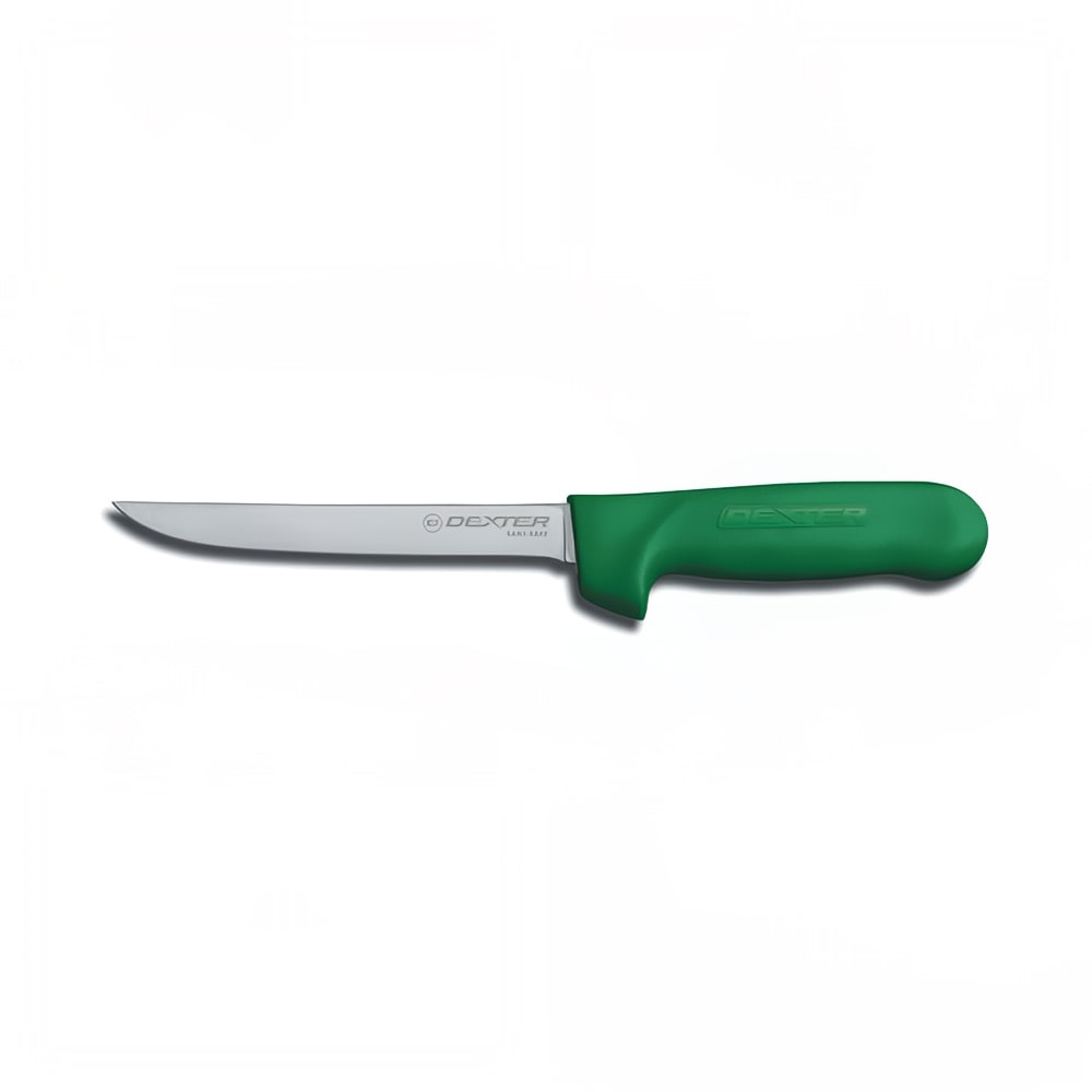 135-01563G SANI-SAFE® 6" Narrow Boning Knife w/ Polypropylene Green Handle, Carbon Steel