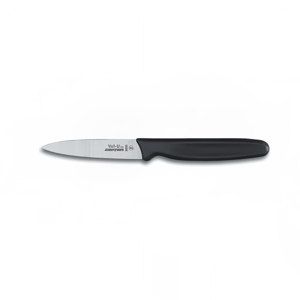 Dexter Russell 30500 3 1/2" Paring Knife w/ Black Plastic Handle, Carbon Steel
