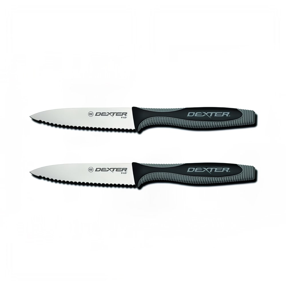Dexter Russell V105SC-2PCP 3 1/2" Paring Knife Set w/ Soft Rubber Handle, High Carbon Steel