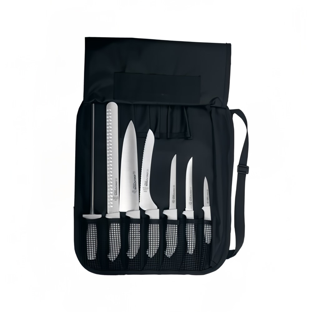 135-20153 7 Piece Cutlery Set w/ Soft White Rubber Handles, Carbon Steel