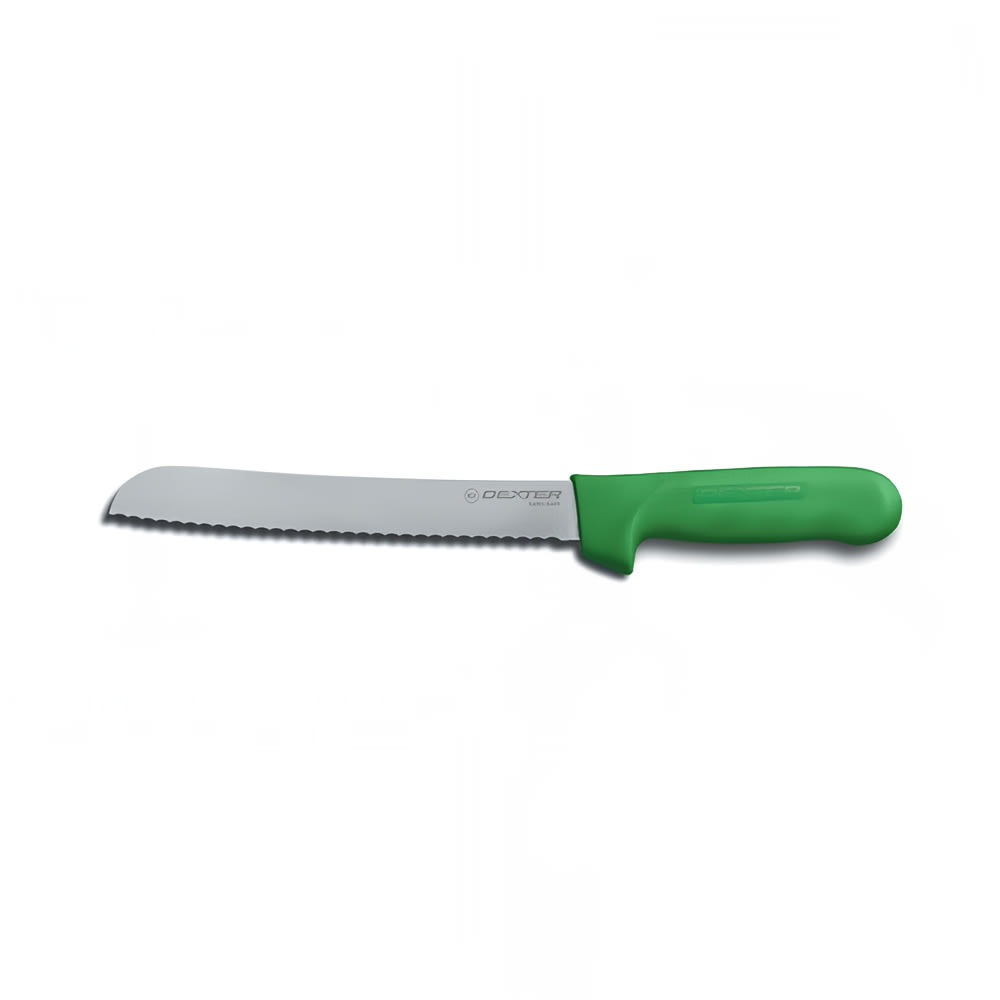 Dexter Russell S162-8SCG-PCP SANI-SAFE® 8" Bread Knife w/ Polypropylene Green Handle, Carbon Steel