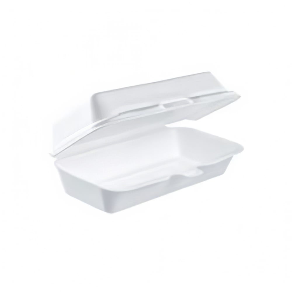 Dart 72HT1 Hinged Lid Hot Dog Container - 7"L x 3 4/5"W x 2 1/3"H, Insulated Foam, White