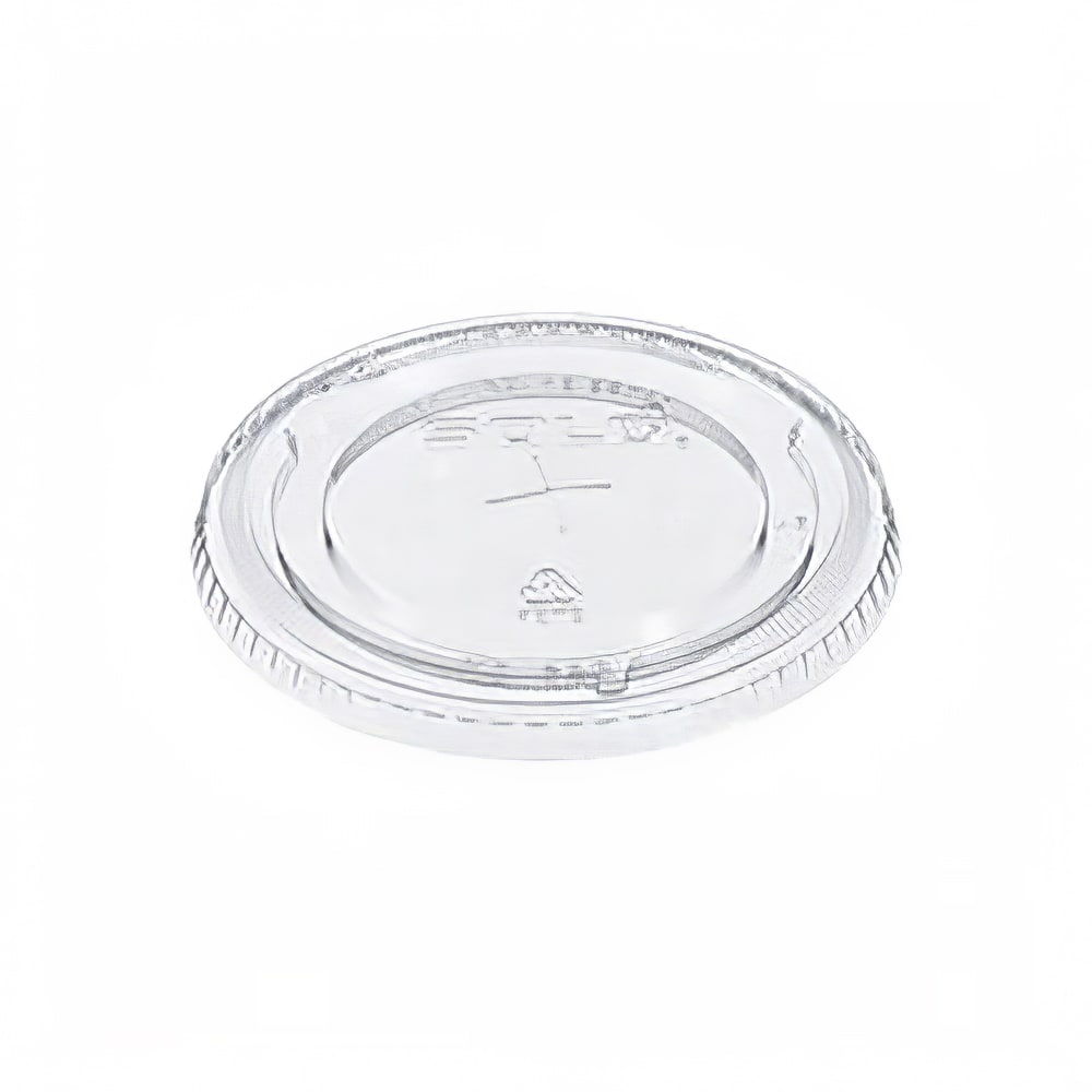 538-626TS Lid w/ Straw Slot for Plastic Cups - 4"Round, PET, Clear