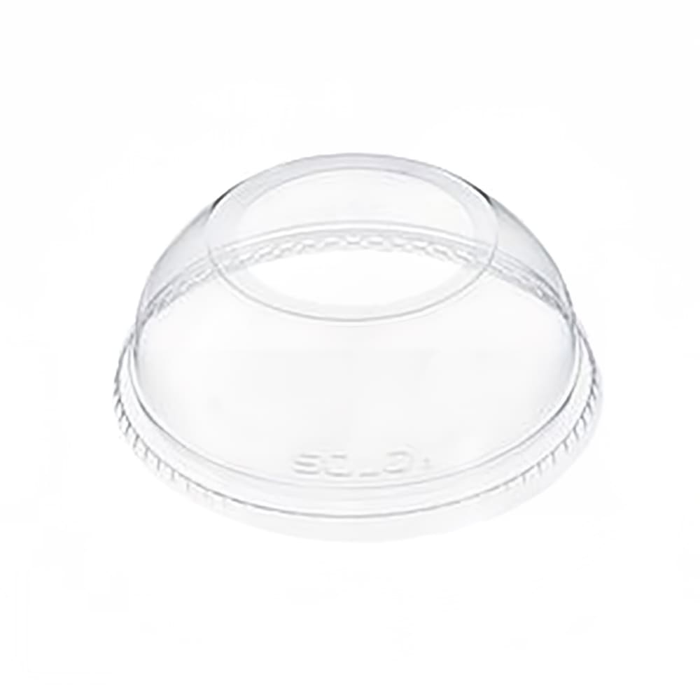 538-DLW626 Dome Lid w/ Hole for Plastic Cups - 4" Round, PET, Clear