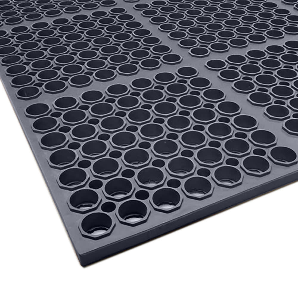 292-3525C1 Anti Fatigue Floor Mat - 3' x 5', Rubber, Black