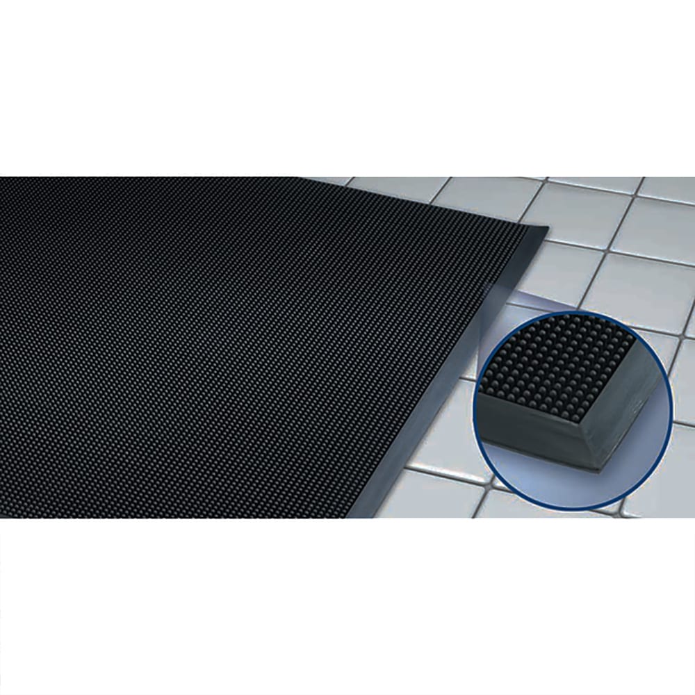 292-353239 Finger Top Anti Fatigue Mat - 2' x 3 1/4', Rubber, Black