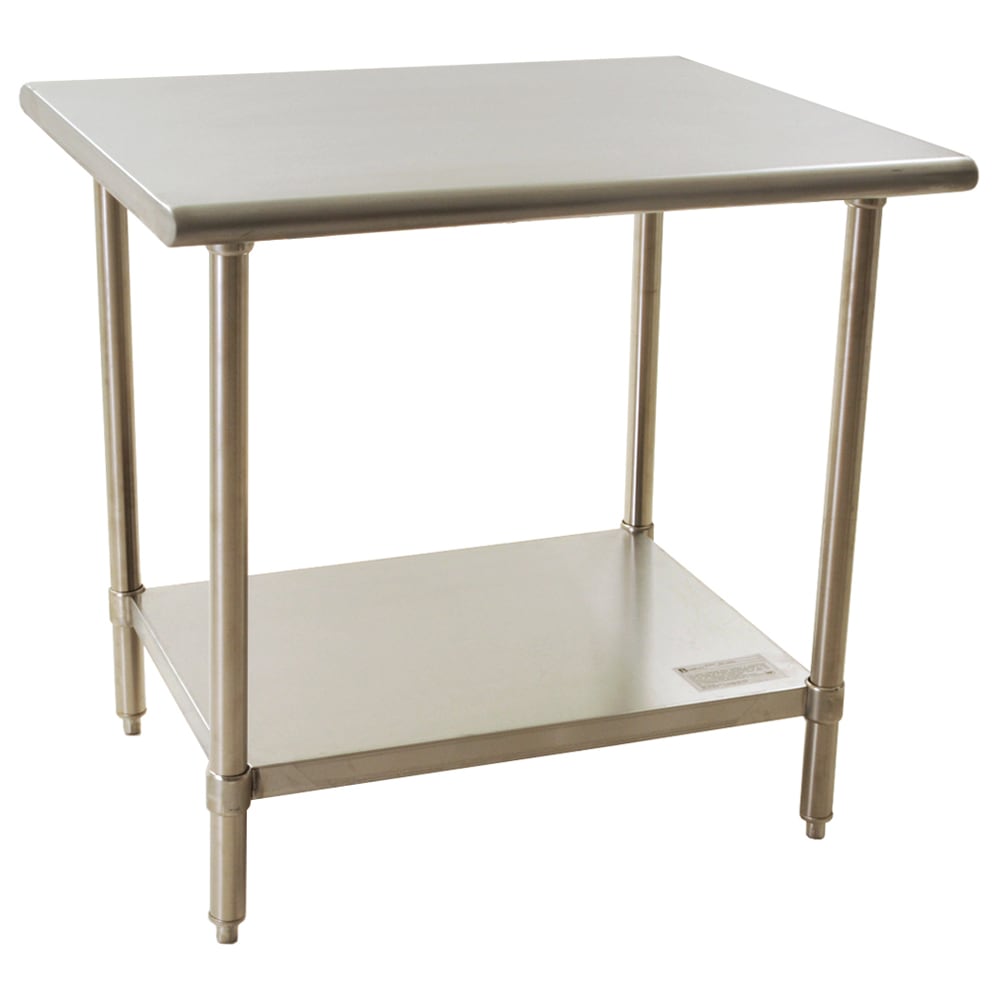 241-BPT2436ELX 36" 18 ga Work Table w/ Undershelf & 430 Series Stainless Flat Top