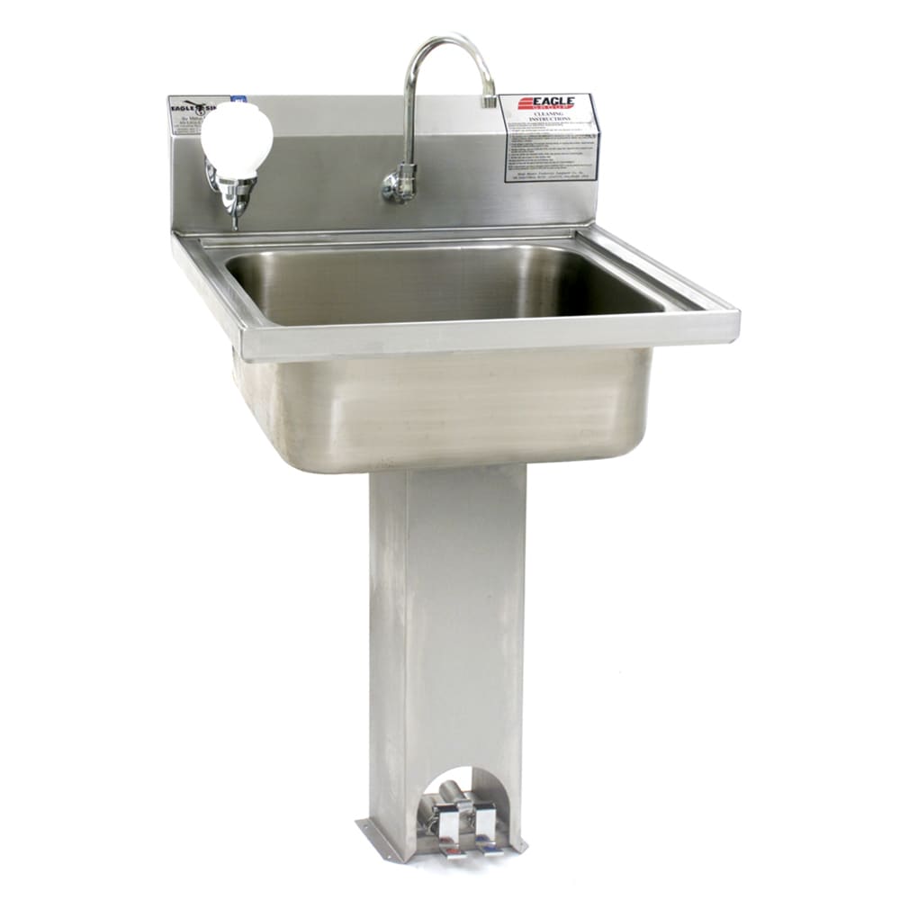 241-P1916 Pedestal Commercial Hand Sink w/ 15.75"L x 19.75"W x 8.87"D Bowl, Pedal...