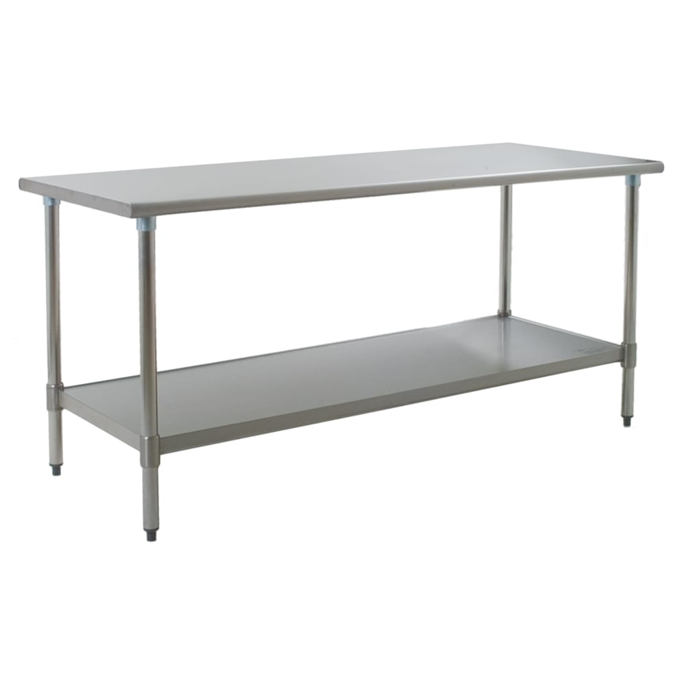 241-T3072SB 72" 16 ga Work Table w/ Undershelf & 430 Series Stainless Flat Top