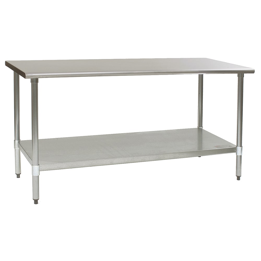 241-T2472B 72" 16 ga Work Table w/ Undershelf & 430 Series Stainless Flat Top
