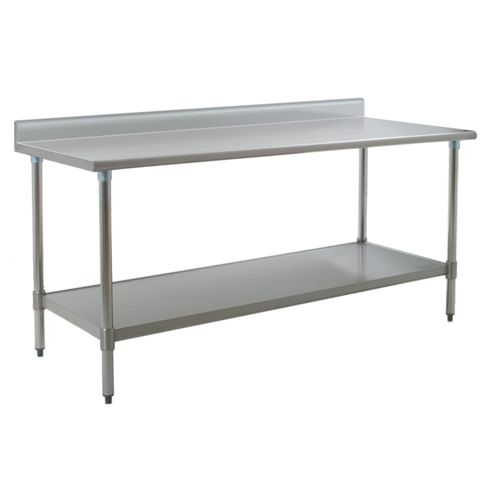 241-T3072SEBS 72" 14 ga Work Table w/ Undershelf & 300 Series Stainless Top, 4 1/2"...
