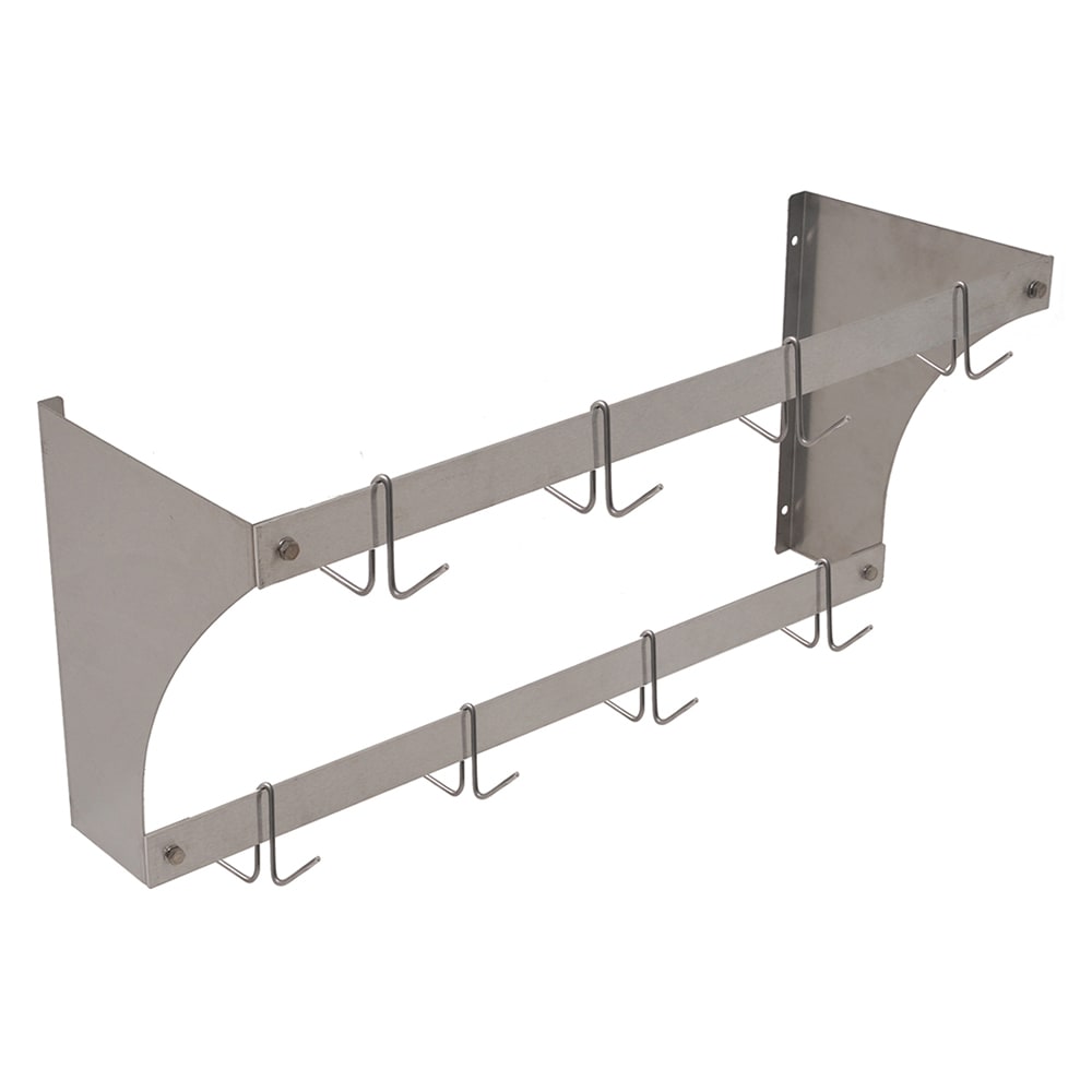 241-WM36PR 36" Wall-Mount Pot Rack w/ (6) Double Hooks, Stainless Steel